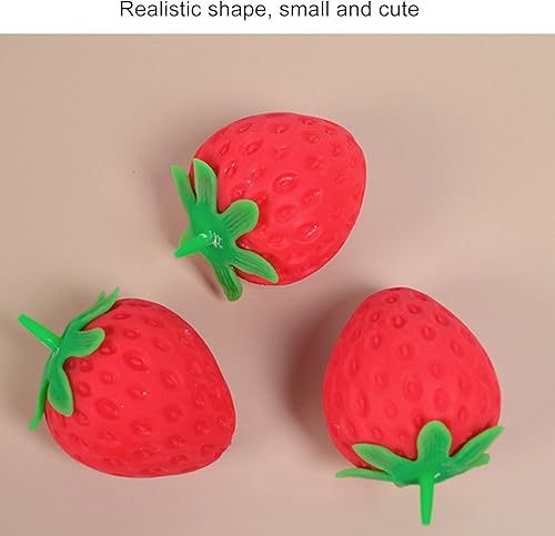 Miniatura 3 de plplaaoo Juguetes para el estrés, 12 piezas de juguete suave de fresa, juguetes de simulación de fresa, suave resistente a desgarros, bola de masa