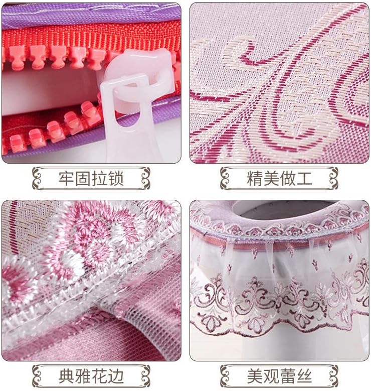 Toilet Lid Cover Set,3pcs/Set Silver Toilet Lid Cover Set Lace Flowers Toilet Lid & Tank Covers Toilet Seat Cover Toilet Seat Cushion Pads Washable(Silver)(Groen)