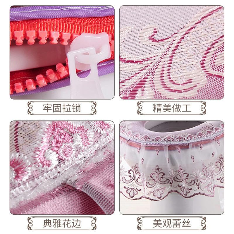 RZJHP 3 Stück/Set Silber WC-Deckelbezug-Set, Spitzenblumen, WC-Deckel und Tankbezüge, WC-Sitzbezug, WC-Sitzkissen-Pads, waschbar – Bild 5