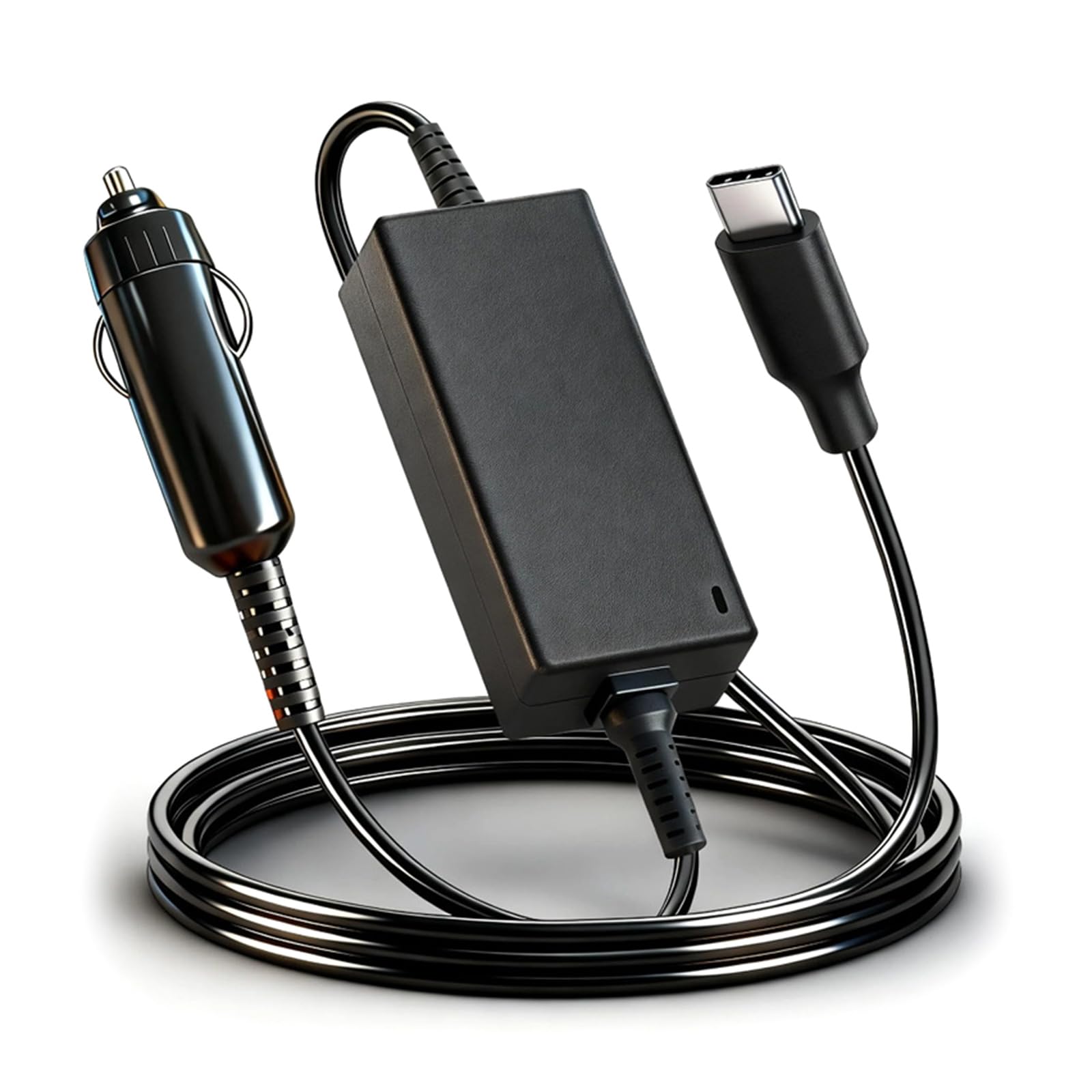 Carga de coche USB C de velocidad rápida de 100 W, compatible con la mayoría de portátiles, durabilidad, construcción de metal ABS, cable de carga rápida USB C
