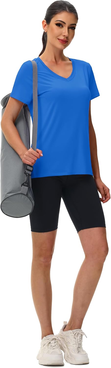 MAGCOMSEN Workout Tops for Women UPF 80+ V-Neck Short Sleeve Tee Shirt Quick Dry T Shirts Gym Athletic Yoga Top - Image 6