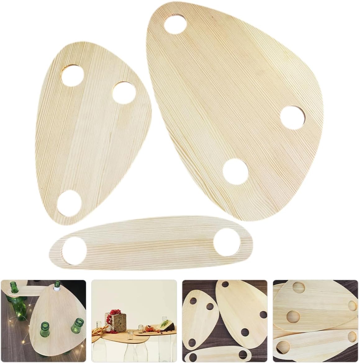 3pcs Wooden Serving Tray for Wine Bottles Decorative Picnic Boards Portable Wine Bottle Platters for Outdoor Gatherings and Festivals