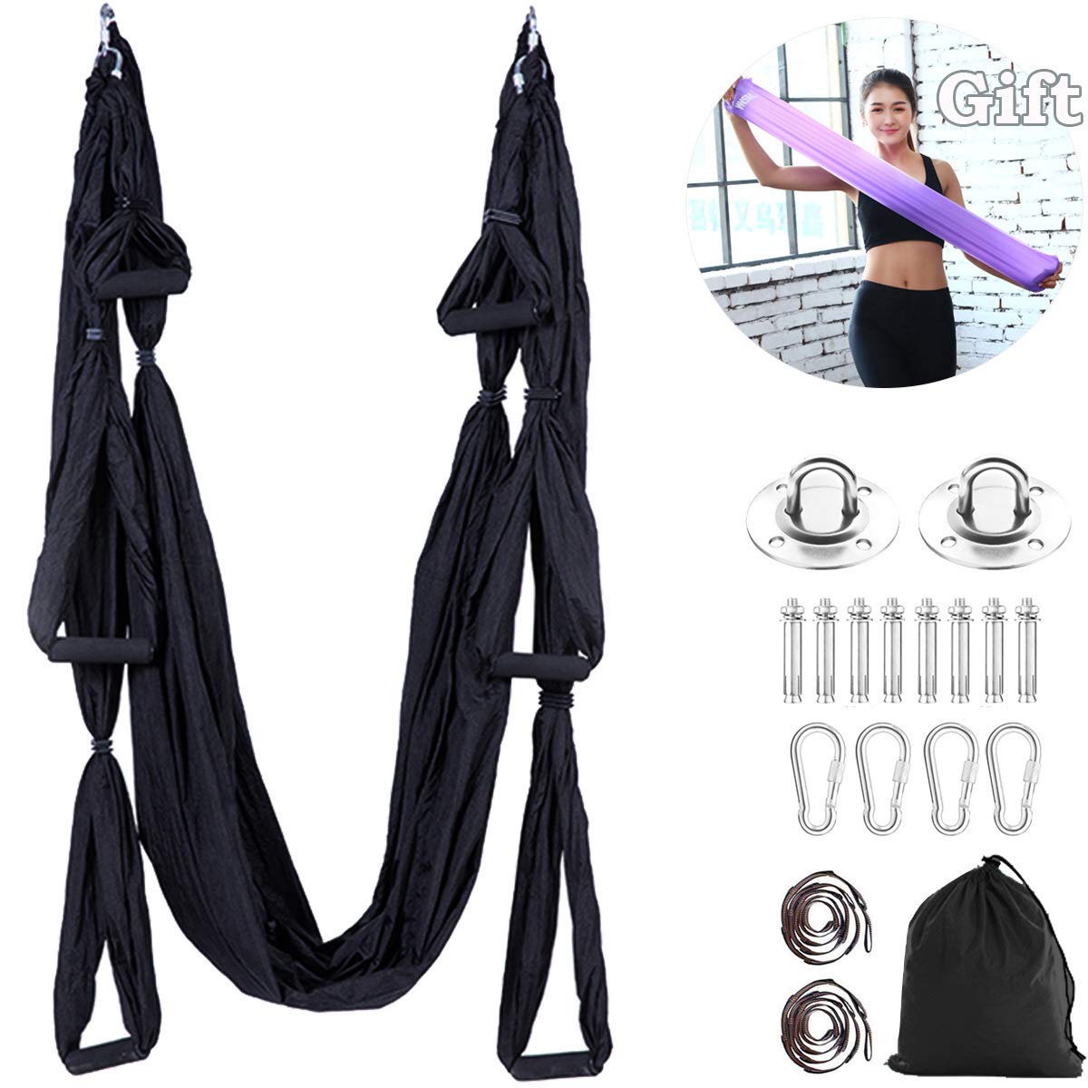 MINGPINHUIUS Set de yoga aéreo, Swing Yoga, hamaca trapezoidal, juego de yoga con correas de extensión y banda de goma