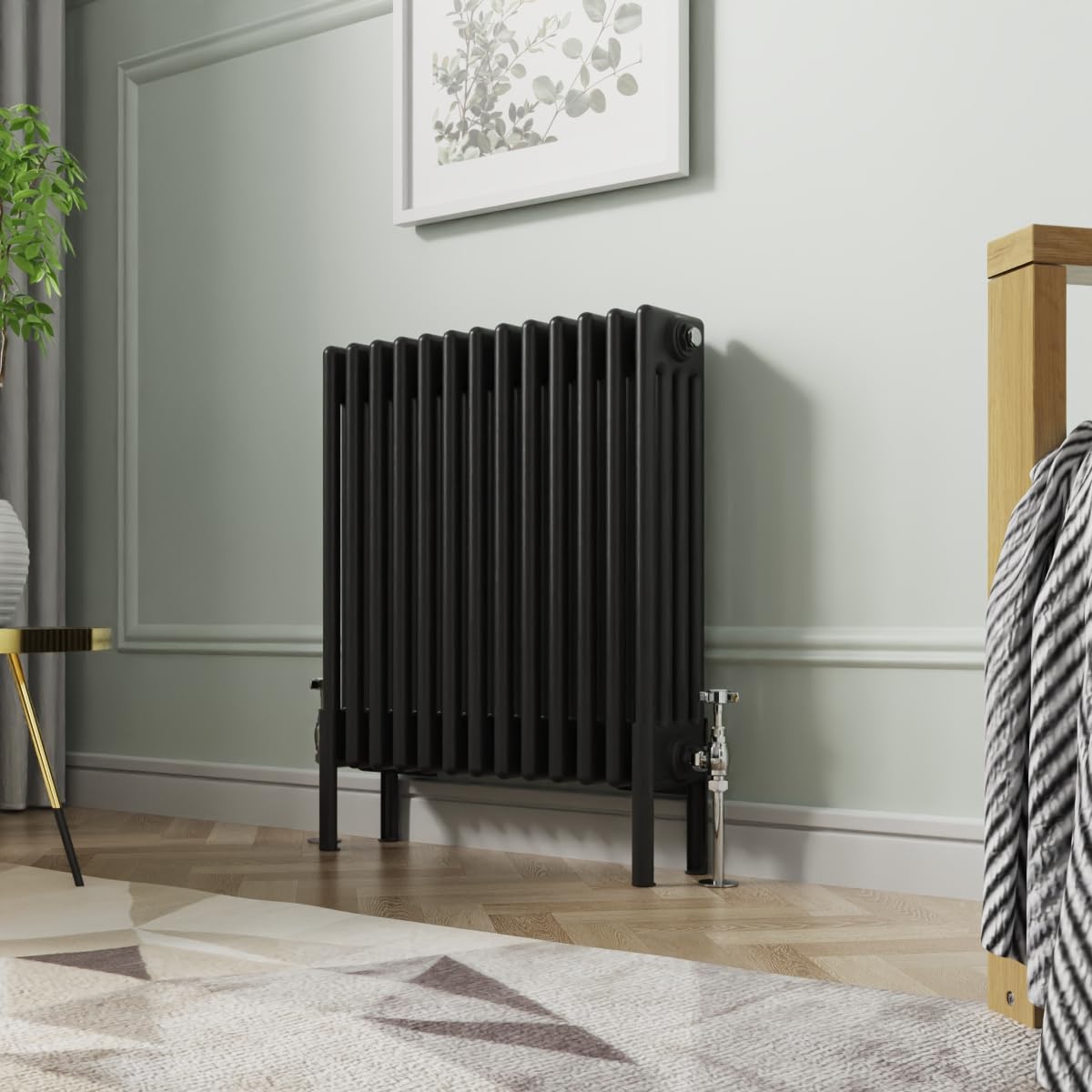 NRG 600x605mm Black Cast Iron Radiator 4 Column Perfect for Bathrooms, Kitchen, Living Room โ image 1