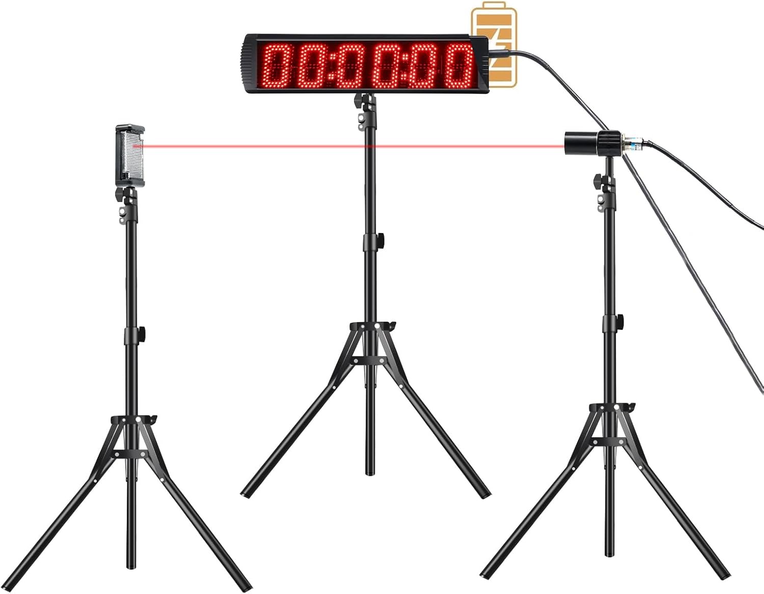 Temporizador láser con cable interior para entrenamiento, cronómetro LED, cronómetro de carreras, temporizador de carreras, pista de patinaje y