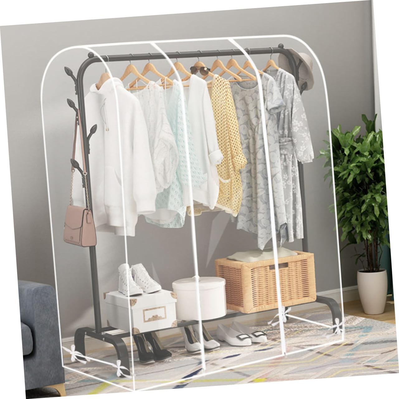 ERINGOGO Funda Transparente para Perchero Protector de Ropa Funda para Ropa para Perchero Colgante Material Resistente Uso Armario