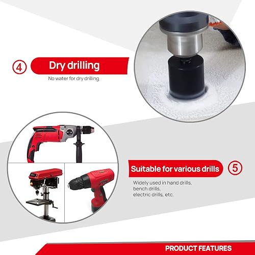 Miniatura 4 de DT-DIATOOL Broca de diamante con núcleo de diamante, sierra de agujero de 1-38 pulgadas, vástago hexagonal para porcelana, cerámica, mármol,