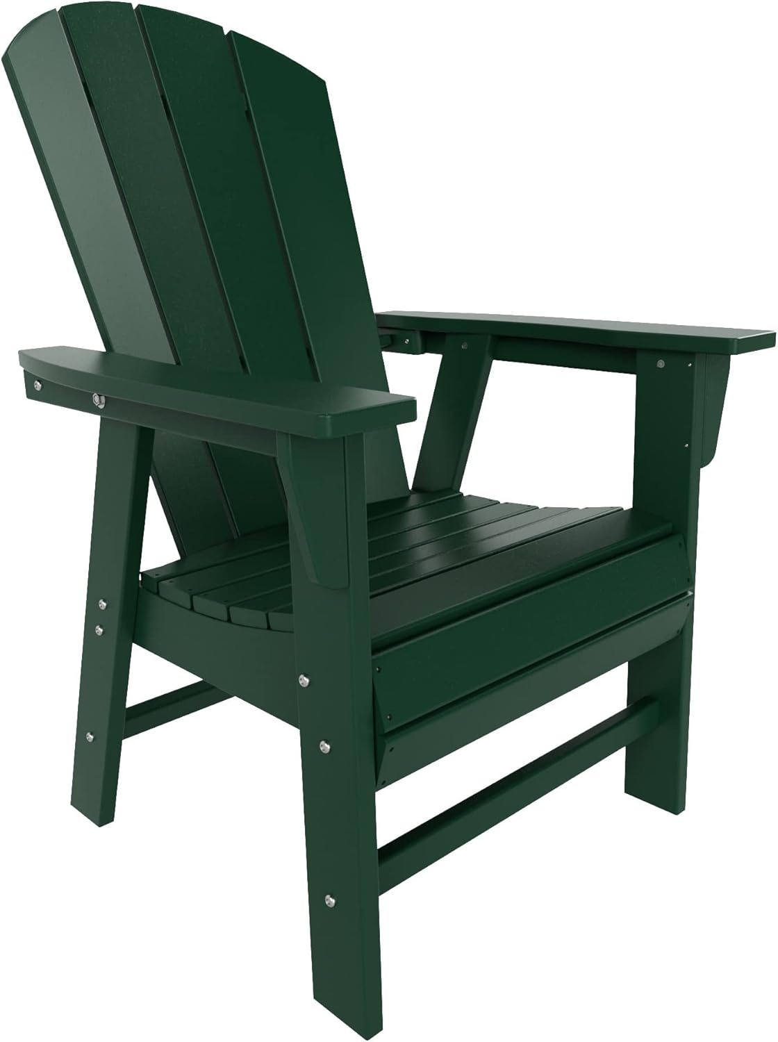 WestinTrends Malibu 5 Piece Adirondack Patio Dining Set, All Weather Poly Lumber Outdoor Table and Chairs Furniture Set, 47" Trestle Round Dining Table and 4 Adirondack Dining Chair, Dark Green