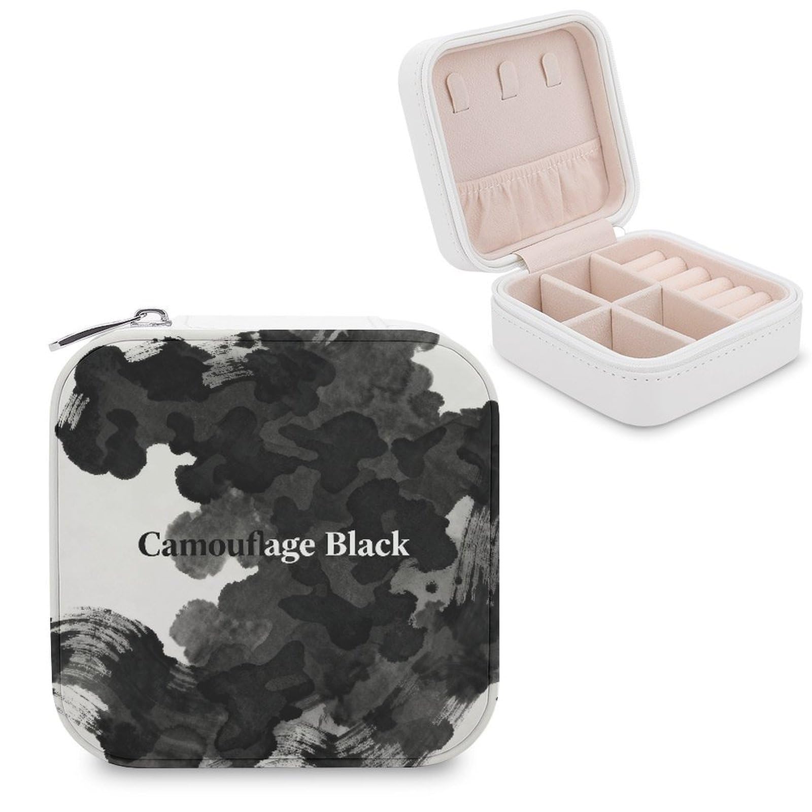 FekiLoot Camouflage Black Jewelry Box Exquisite Jewelry Organizer Silver Gold Trinket Storage Case Multi Compartments Cute Earrings Ring Necklace Holder For Woman Household Gift