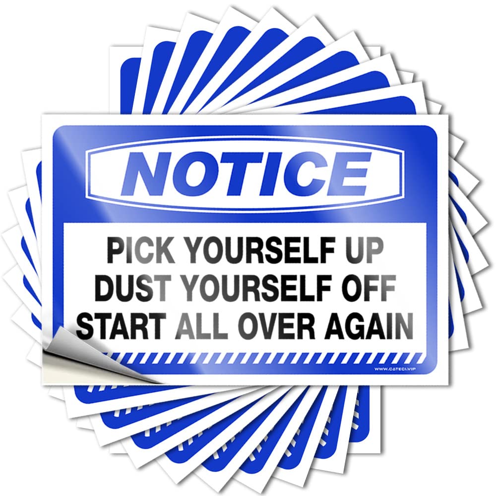Fzfn Men's Colour Quote Emo Vinyl Sticker | Notice Pick Yourself Up Dust Yourself Off Start Fluffy For Use(12X18cm)