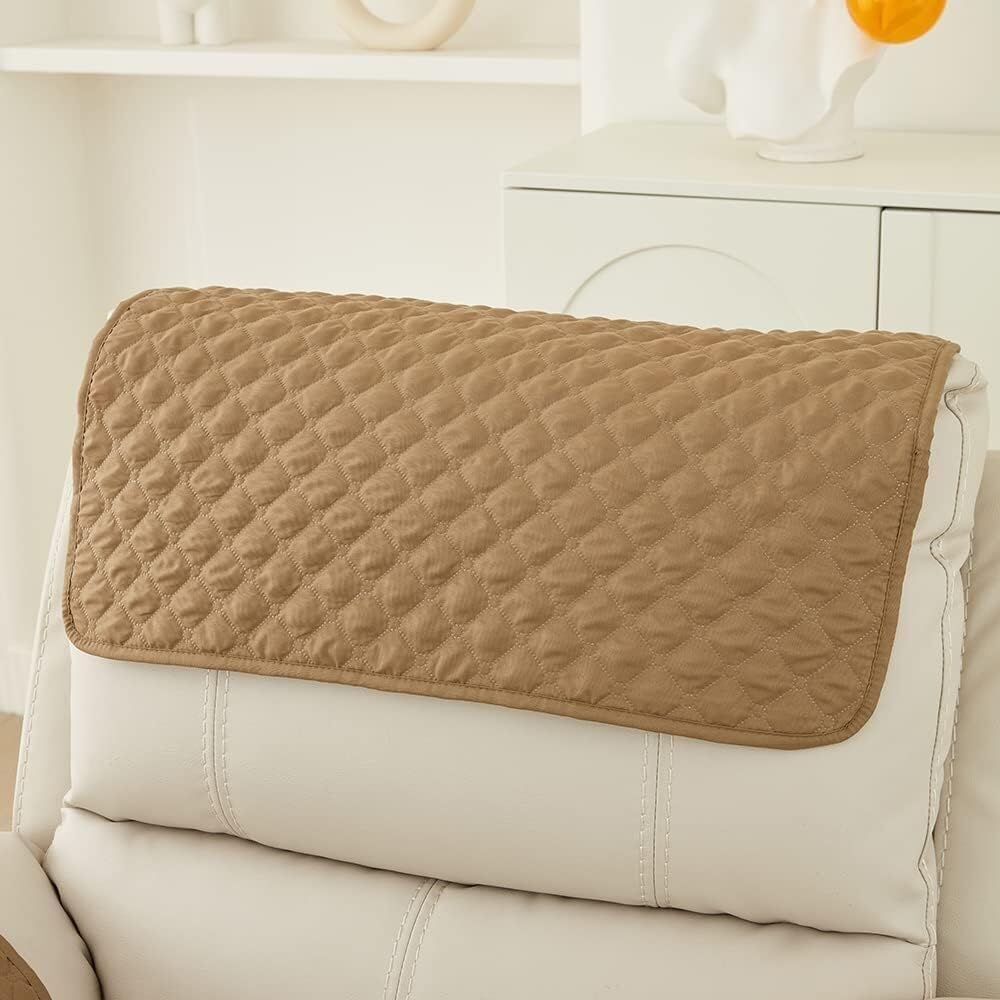 Copribraccioli Fodera per Bracciolo del Divano, Fodera per Poggiatesta per Sedia Reclinabile, Fodera per Poltrona Impermeabile con Tasche, 2 Posto Copripoltrona Relax(Camel,3 Posto)