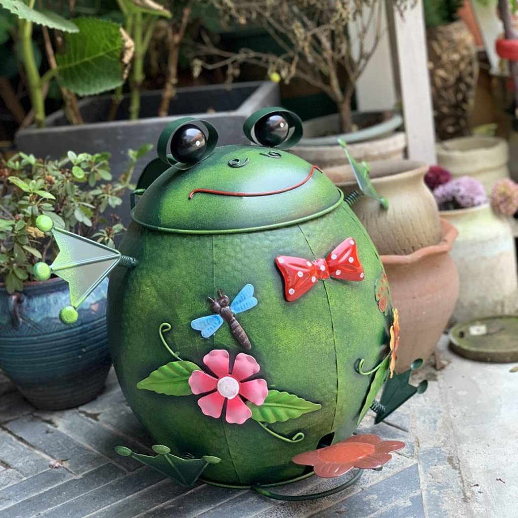 カエルのデザイン金属製置物 バケツ付き Amazon.co.jp: 像の装飾 クリエイティブシミュレーションカエルゴミ箱
