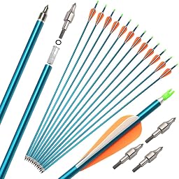 SHARROW 31.5"アルミニウム矢印 スパイン500 アーチェリー矢 弓矢用道具 アーチェリー弓矢 狩猟矢 練習矢 航空アルミニウム、ゴム矢羽根 リカーブボウ/コンパウンドボウに適用