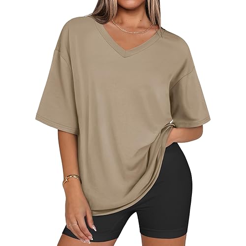 Womens Overisized Tshirts V Neck Workout Gym Shirts Tops Casual Summer Clothes