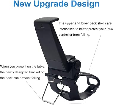 BRHE Phone Clip for PS4 Controller Mobile Gaming Mount Bracket Holder Adjustable Stand Clamp Compatible with iPhone/iOS, Android, for Playstation4 Remote Play (Black)
