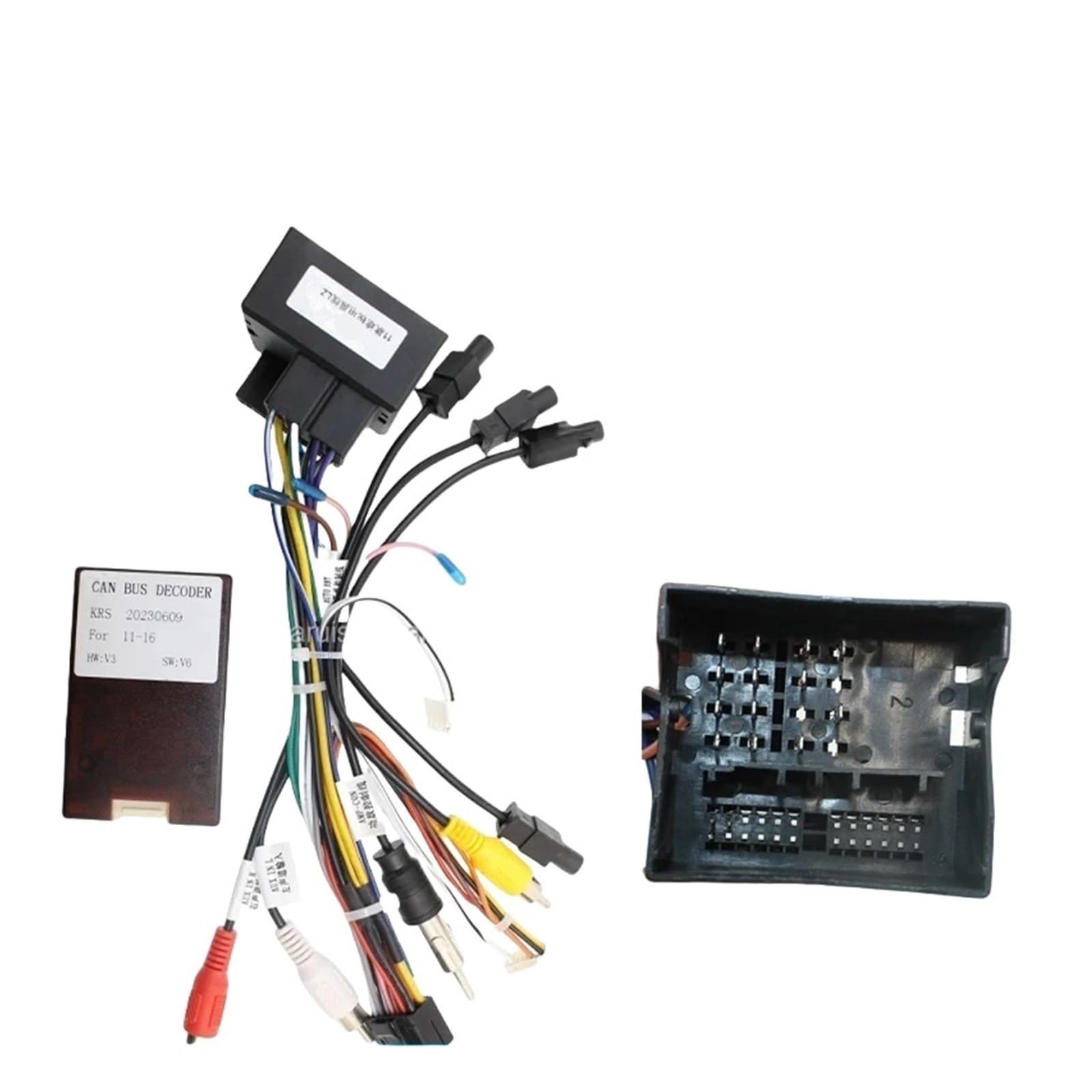 Adaptateur de faisceau de câbles 16 broches for voiture, décodeur, câble d'alimentation for autoradio Android, Compatible Pour Volkswagen Touareg 2011-2016