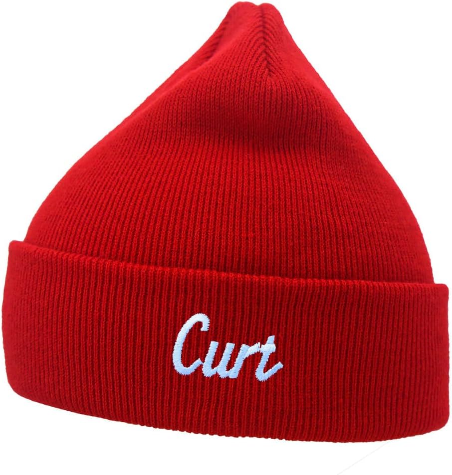 Mens Beanie Knit Hats Name Curt Gift Embroidered Unisex Casual Beanies Hats for Winter