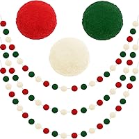 Vista 8 de Jishi Guirnalda de Bolas de Pompones de Bayas de Fieltro Rojo, 3 unidades, Decoraciones de Navidad para Interiores del Hogar, Lindos Adornos