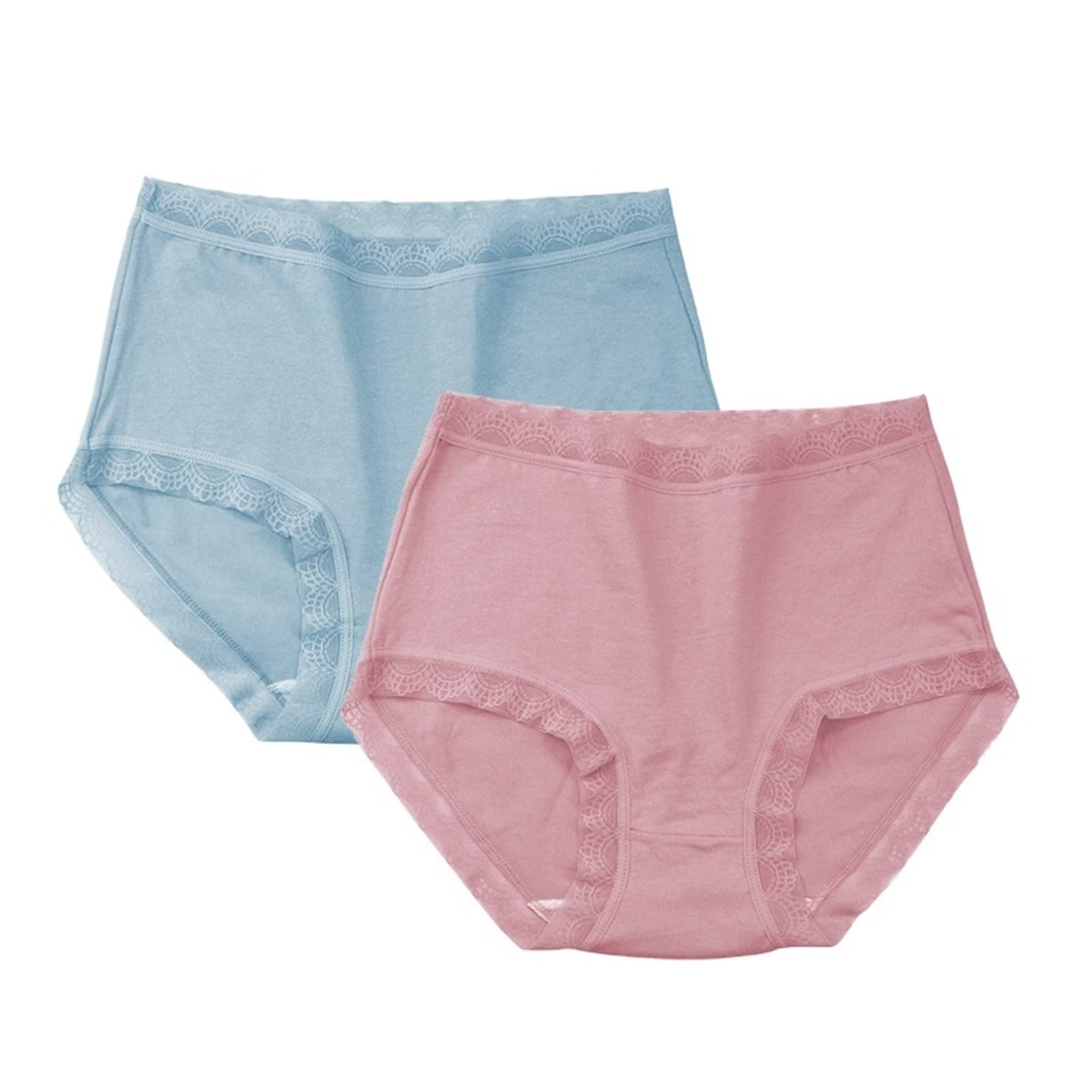 Bikinis Taillenslips 3 Teile/los Frauen Baumwolle Briefs Sexy Unterwäsche Hohe Taille Höschen Plus Größe Damen Unterhose Intime Weibliche Dessous (Color : Bluepink, Size : XXL)