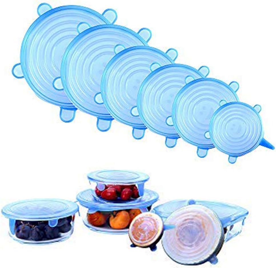 6 Pack Silicone Stretch Lids Fits Containers of Various Sizes and Shapes to Fresh Food Dishwasher Safe Freezer Safe Silicone Food Cover Reusable Durable Expandable