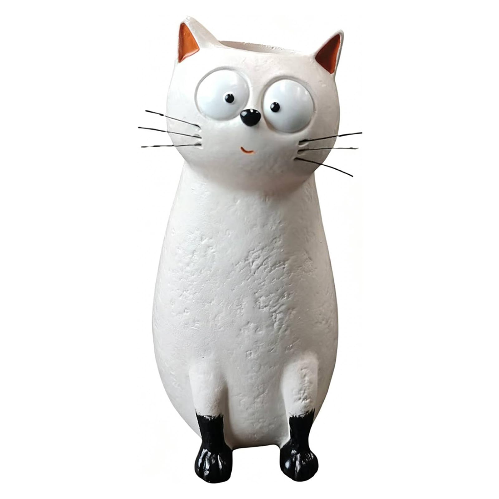 Funny Cat Shape Flower Vase Multi-Purpose Quirky Animal Resin Vases Handcrafted Stylish Small Desktop Vase for Small Flower Display (White)