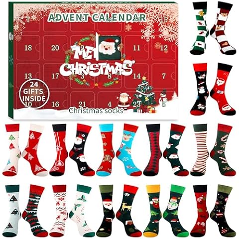 Belloxis Advent Calendar for Men Advent Calendar 2024 Adult Christmas Advent Calendar 2024 Boys Sock Advent Calendar Cotton Socks Cover
