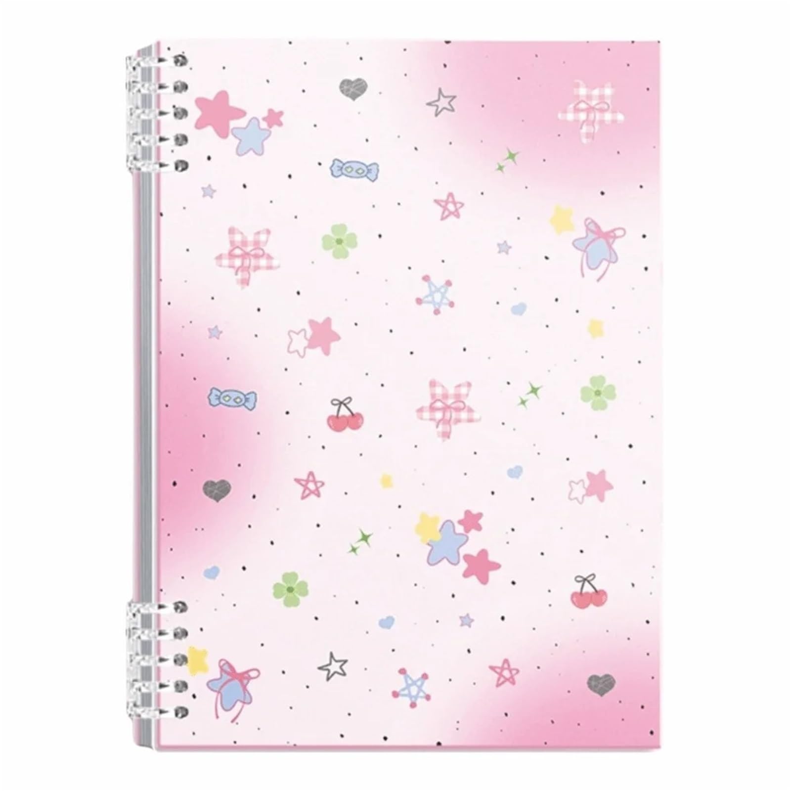 2 Stück A5/B5-Binder-Notizbuch, liniertes Notizbuch mit Sternenmuster | Abnehmbares Loseblatt-Notizbuch for Studenten(B5-Sweet Pink Star)