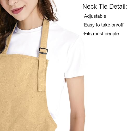 Miniatura 3 de TopTie Delantal con babero unisex de impresión personalizada, delantal ajustable de cocina de chef de lona de algodón con bolsillos