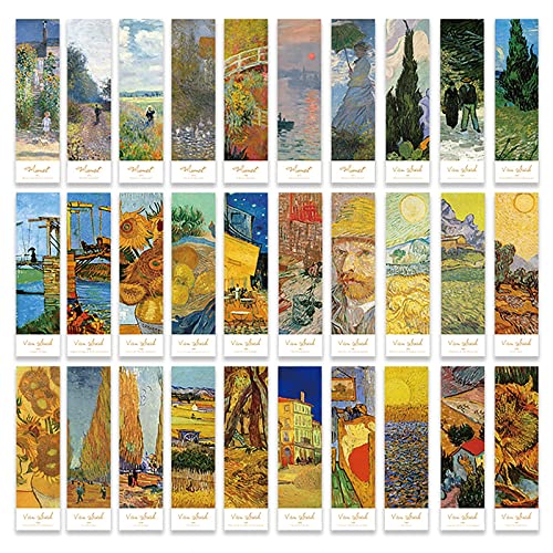 Doraking 30PCS Van Gogh Art Works Paper Bookmarks for Book Lovers Boxed Famous Print Bookmarks Set (Painting)