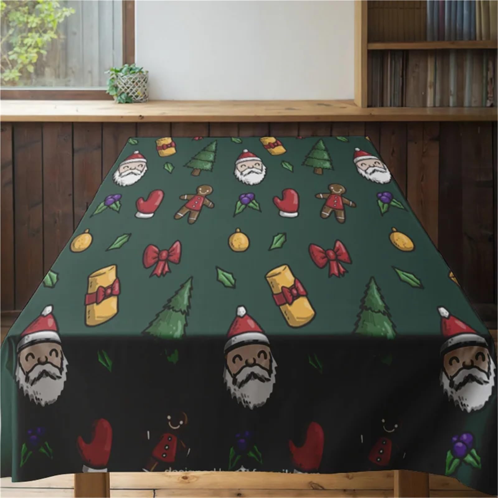 Tablecloth Snowman Print Holiday Decor Home Decoration Year Party Xmas Table Cover Festive Linens para Comedor(160X220CM)