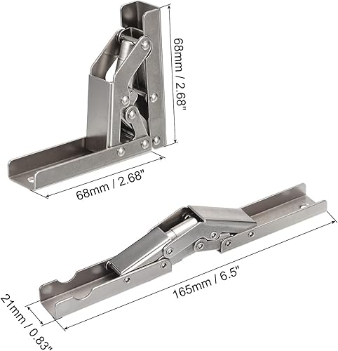 Miniatura 4 de uxcell Soporte plegable de la bisagra del estante de 90 grados, soporte ocultado del tenedor de la tabla 2pcs para las piezas de los muebles