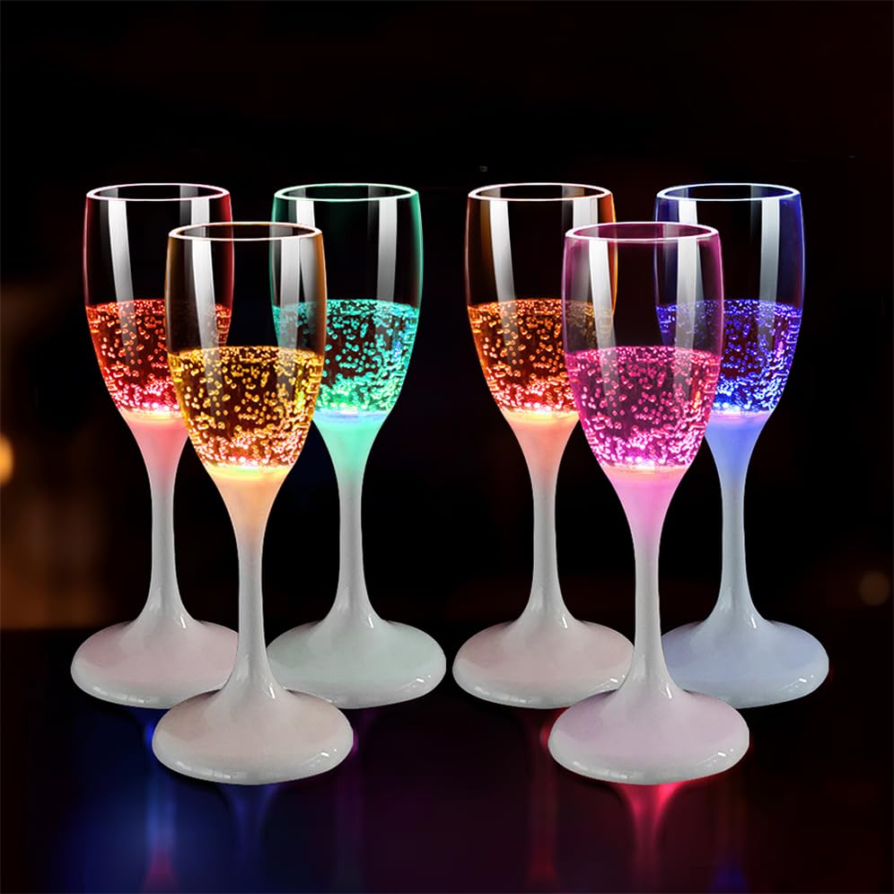 Amazon | LED シャンパングラス コップ 6個セット ワイン ゴブレット