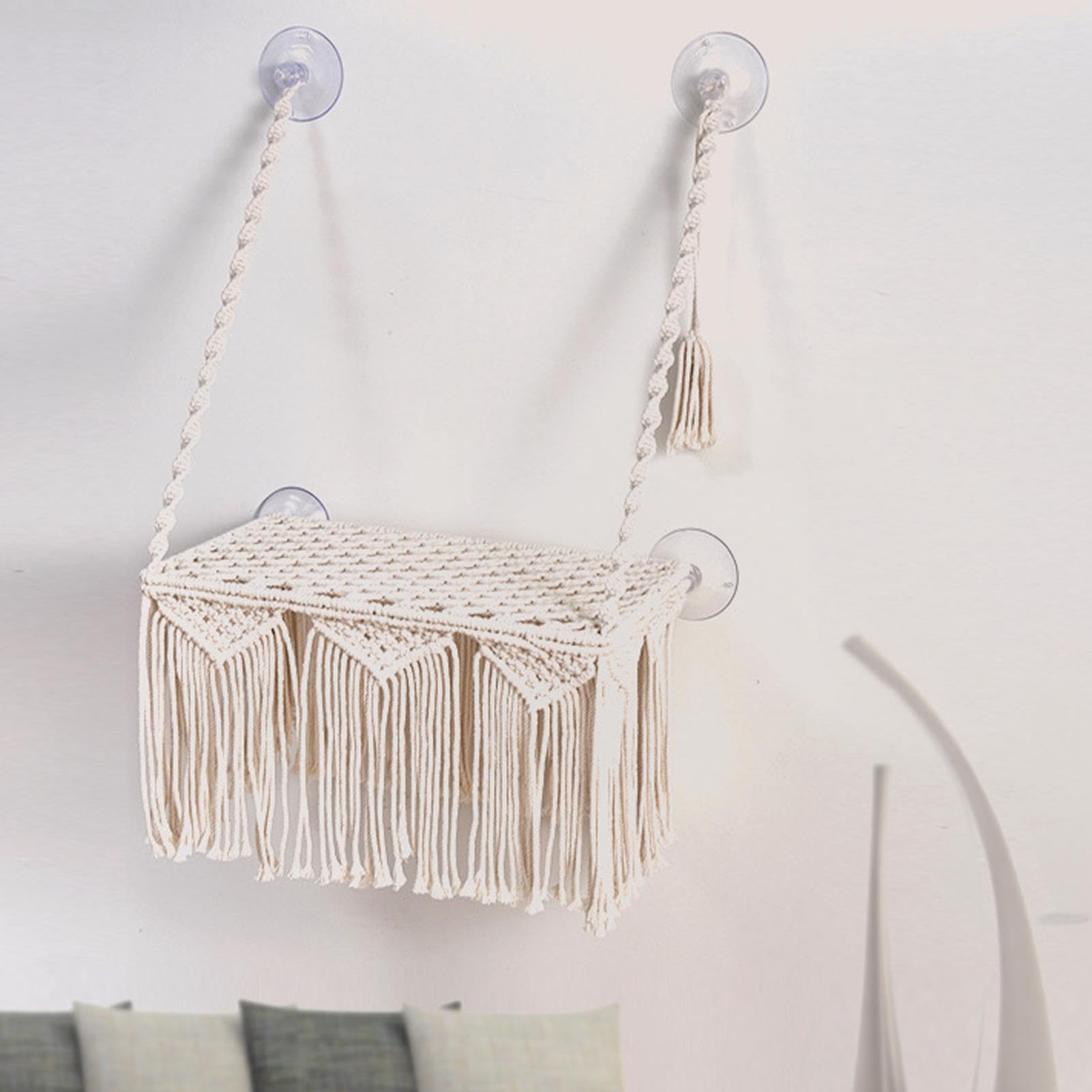 Katzenpfahl auf Fenster montiertes Regalbett - Macrame Katzenhängematte
