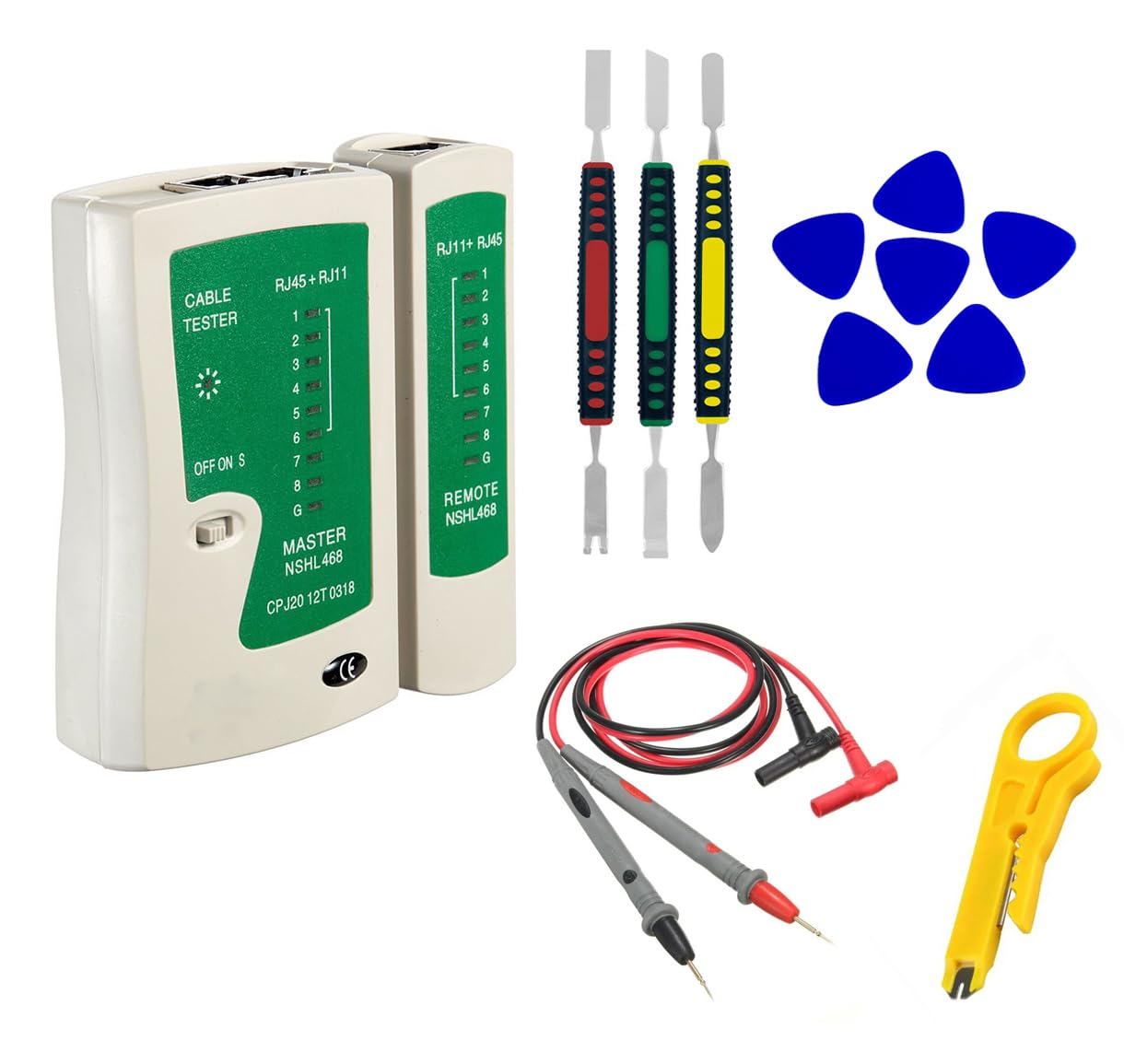 CRAFTS HAVELI Combo of Digital Tester RJ45 LAN Tester & 3Pc Spudger Set & 6pc Mobile Opener, Wire & Mini Wire Stripper-image-4