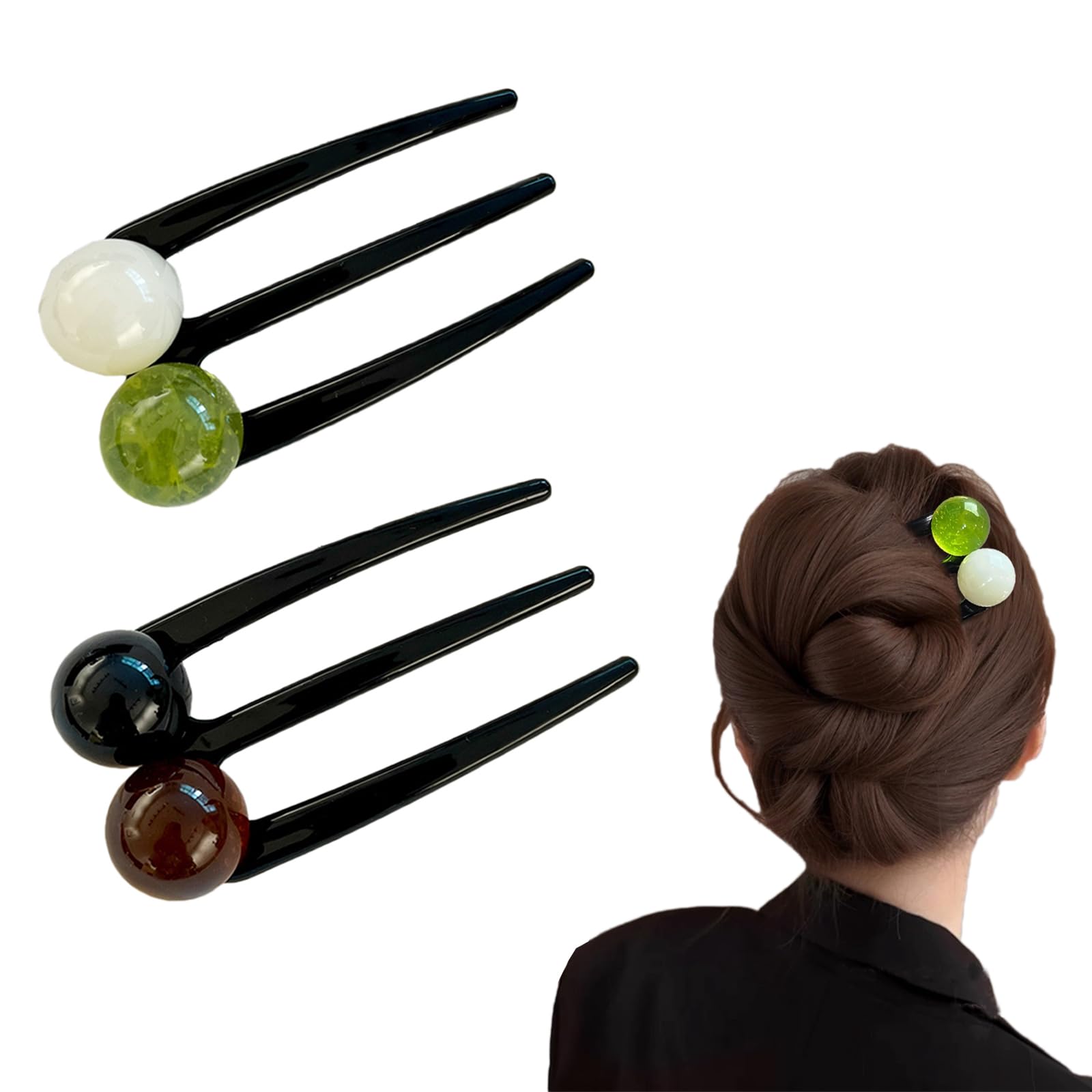 YANHUILAY ヘアコーム【2個セット】夜会巻きコーム かんざし 簪 おしゃれ 夜会巻き ヘアアクセサリー ヘアアレンジ 盛り髪 和装髪飾り 結婚式 パーティー 成人式 卒業式 入学式 浴衣 着物 レディース