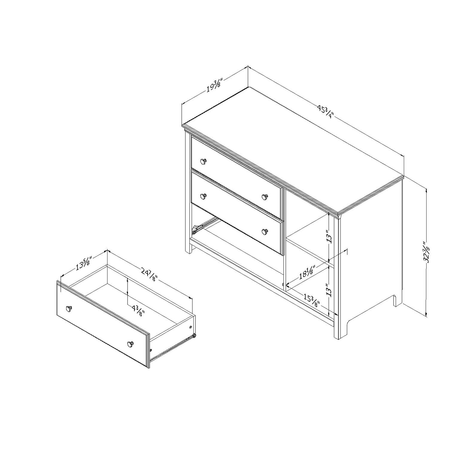 Amazon.com: South Shore Cotton Candy 3-Drawer Dresser with  Baskets-Blueberry : Home & Kitchen