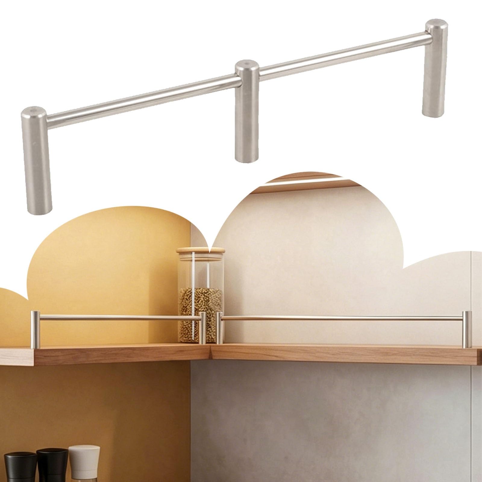 Renlxfi 1 Pcs Cabinet Shelf Guard Rail 3In Tall, Wooden Rack Front Fence Guardrails For Retail Rack/Gallery Shelves, Anti-Tipping Barrier Rod With Screws(,L 46In/117Cm)
