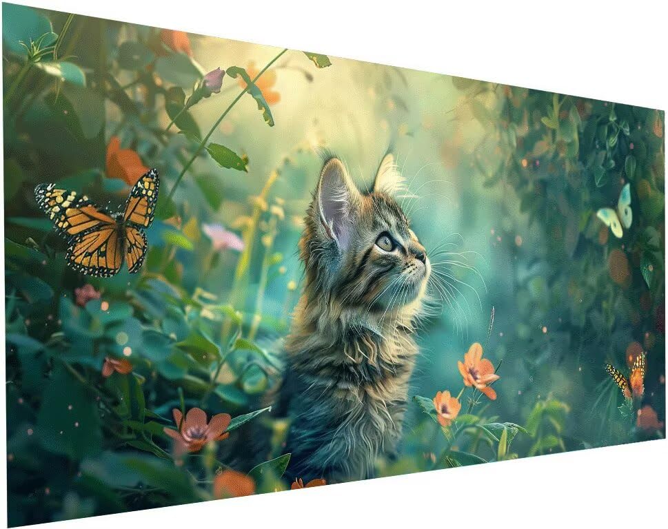 Kit complet diamond painting chat géant pour apaiser l'esprit en famille