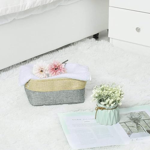 Miniatura 8 de uxcell Canasta de almacenamiento de tela plegable con asas dobles, contenedores plegables para almacenamiento de ropa de lavandería, organizador del