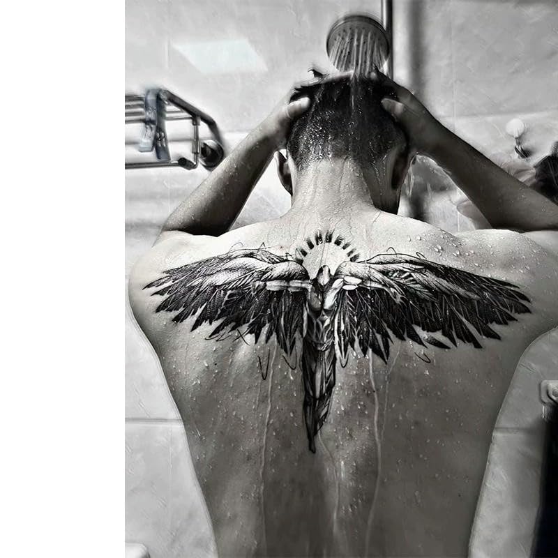 Fallen Angel Wings Tattoo On Back
