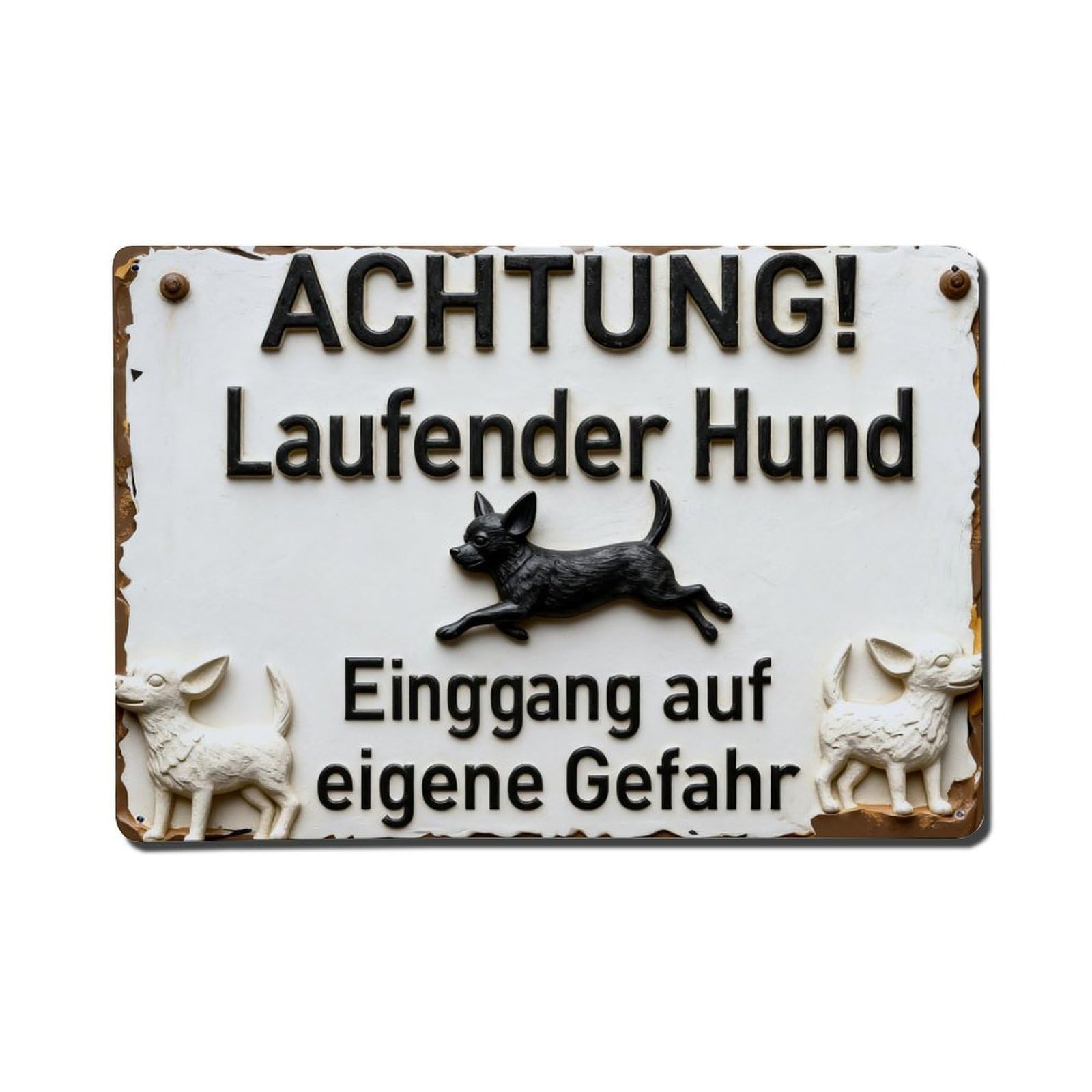 Caution Free-roaming Chihuahua Enter at Your Own Risk Metal Tin Sign Plaque