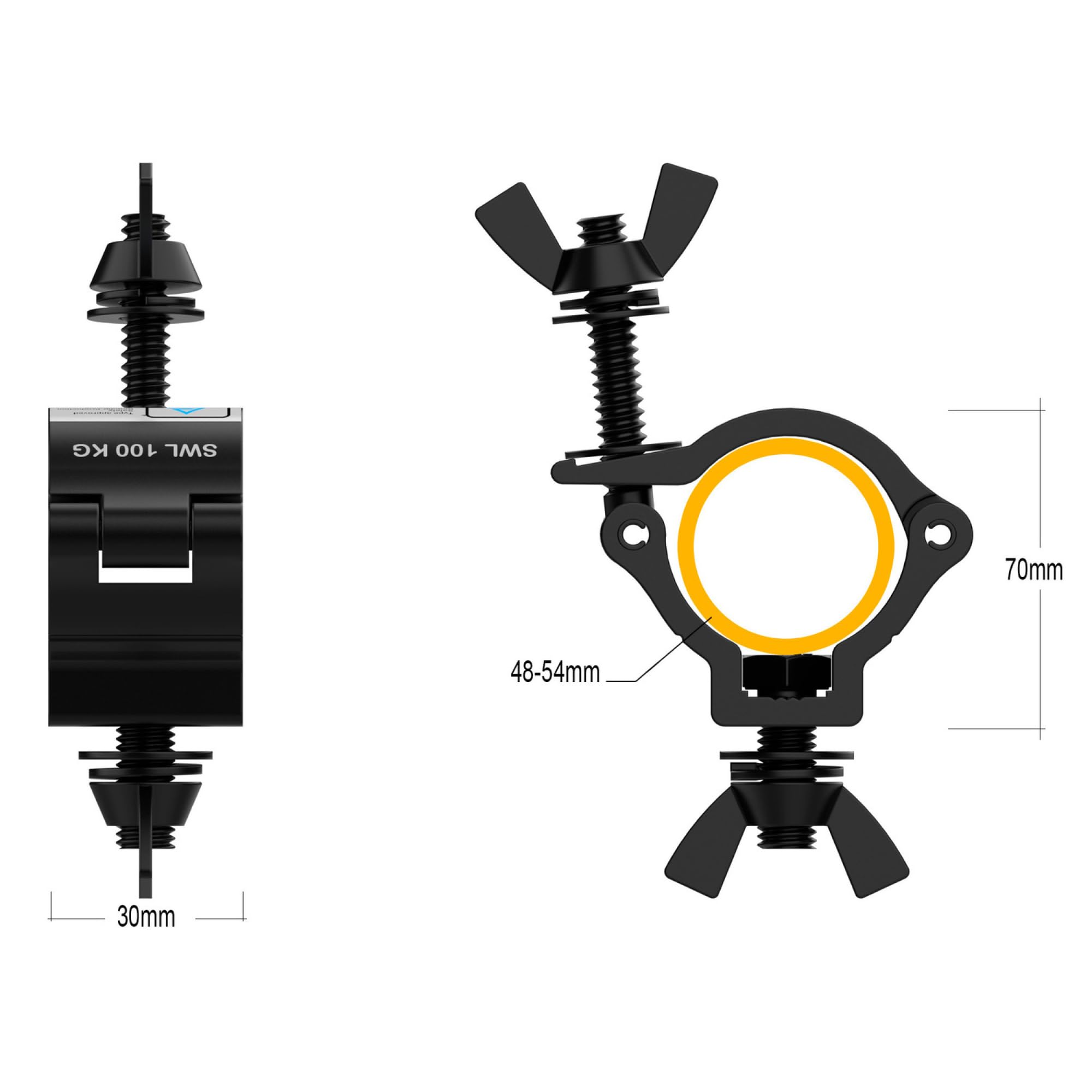 Naisfei Lot De 6 Pinces Éclairage Scène – Alliage Aluminium Robuste 30-52 Mm, Charge 20 Kg Pour DJ & Projecteurs