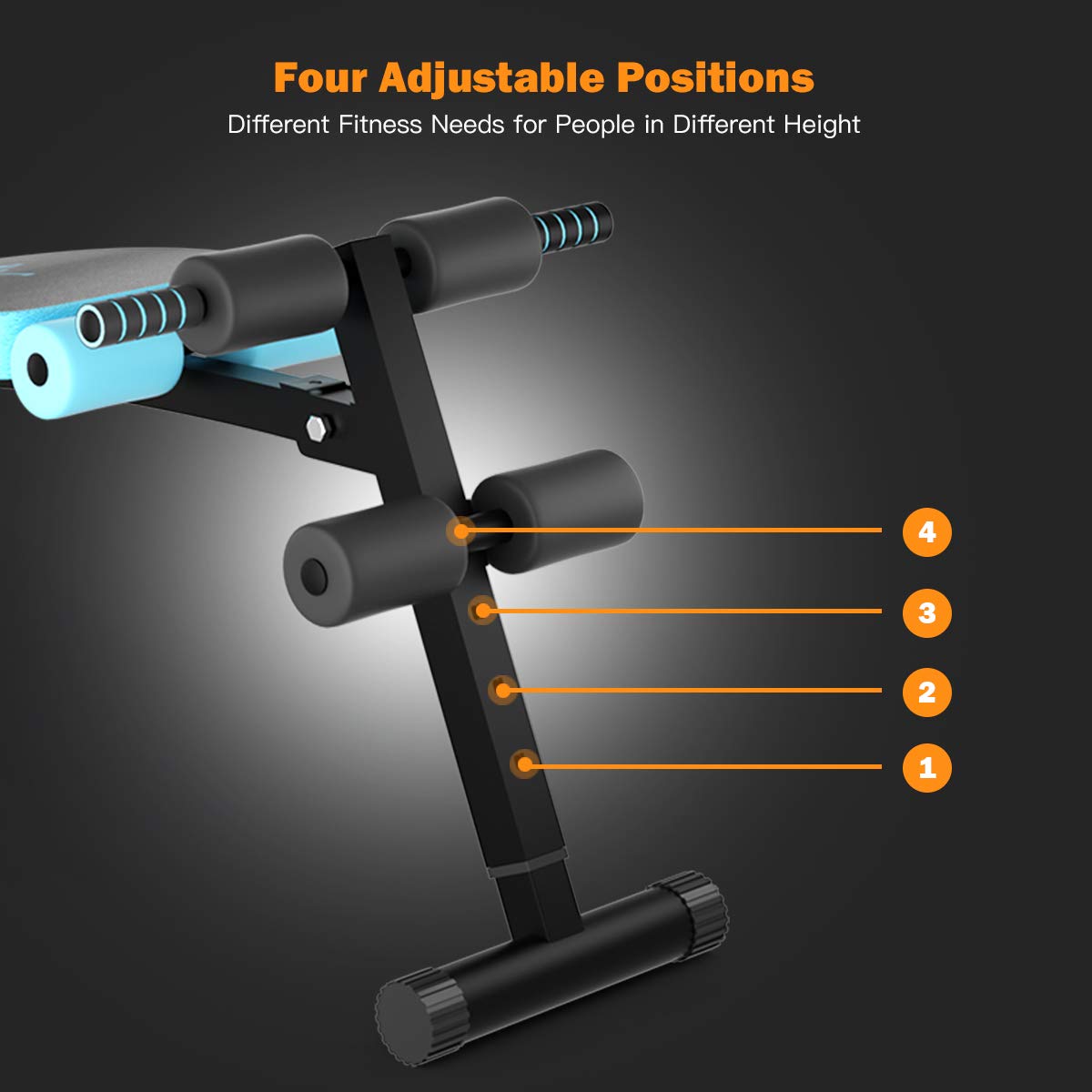 GYMAX Adjustable Sit up Bench, Folding Abdominal Training Slant Bench with Reserve Crunch Handle