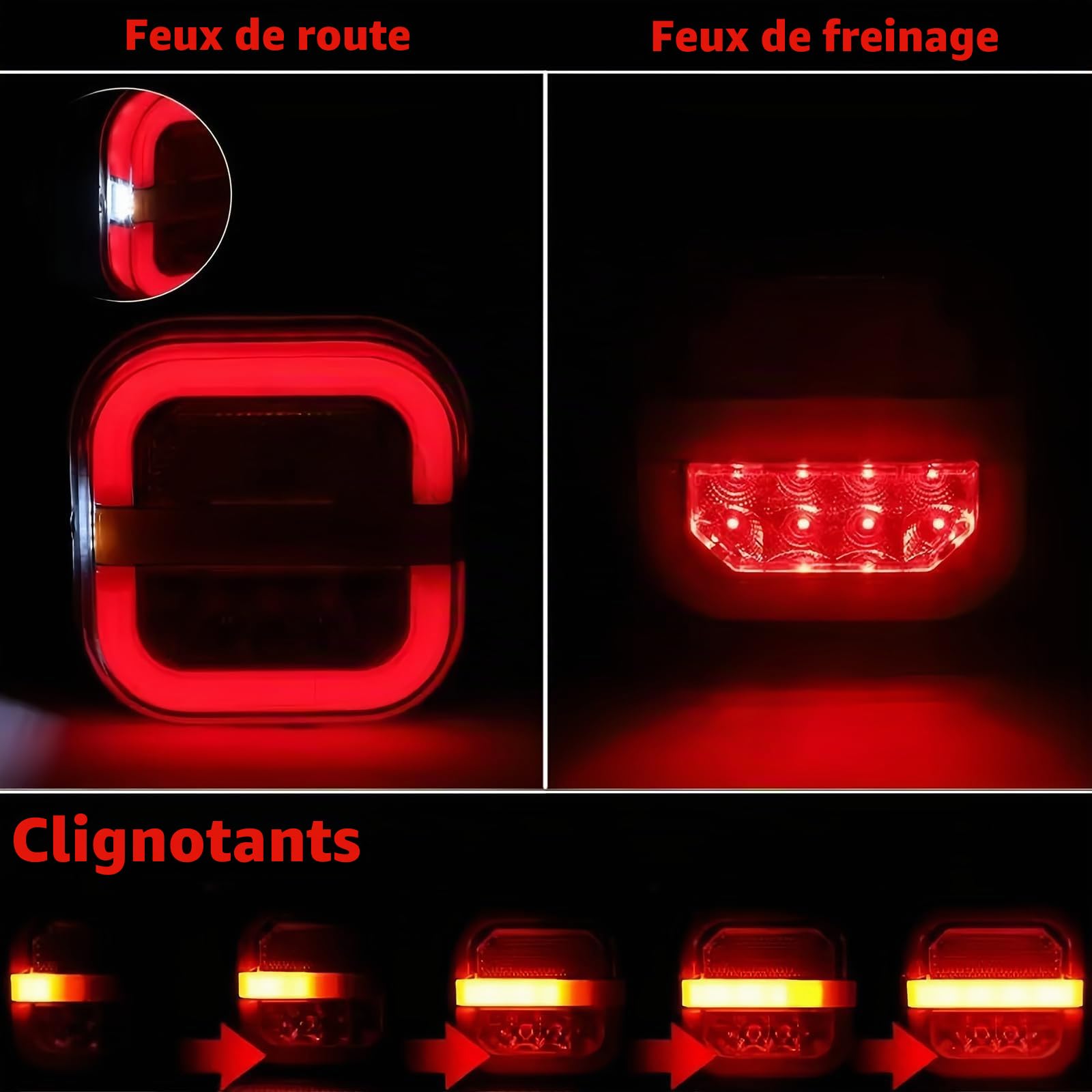 Feux De Remorque Arrière 2pcs 12V - 36V Led Remorque Feux Arrière Clignotants Freinage Drive Light Fonction Imperméable à l'Eau 210mm Câble Indicateur Pour Remorque Caravane
