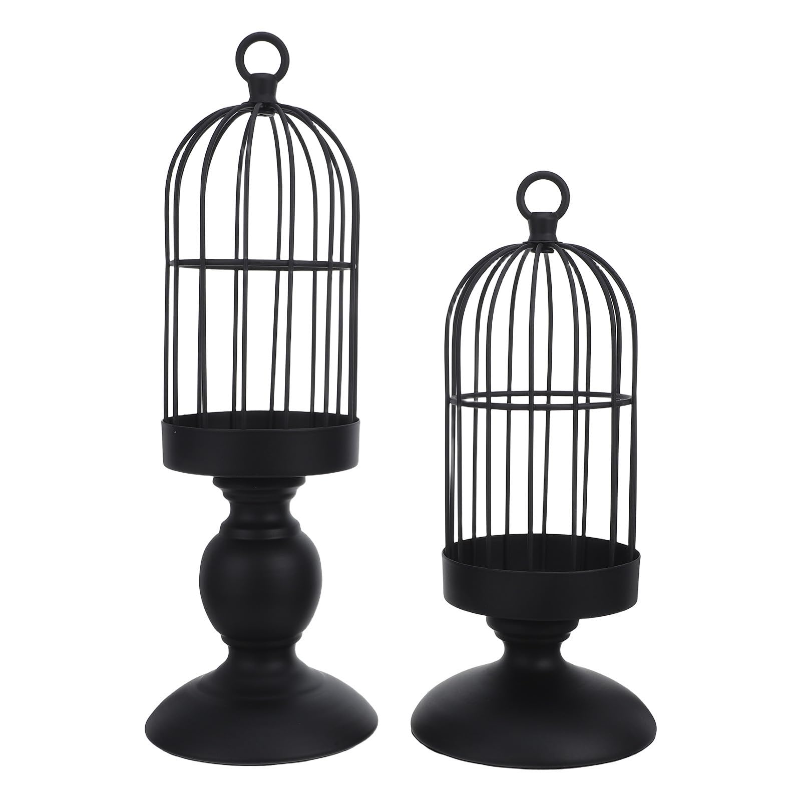 minkissy 2 Stück Vintage Vogelkäfig Kerzenhalter aus Schwarzem Eisen für Stabkerzen mit Langlebiger Stabilität und Geringem Pflegeaufwand für Gemütliche Wohnraumdekoration