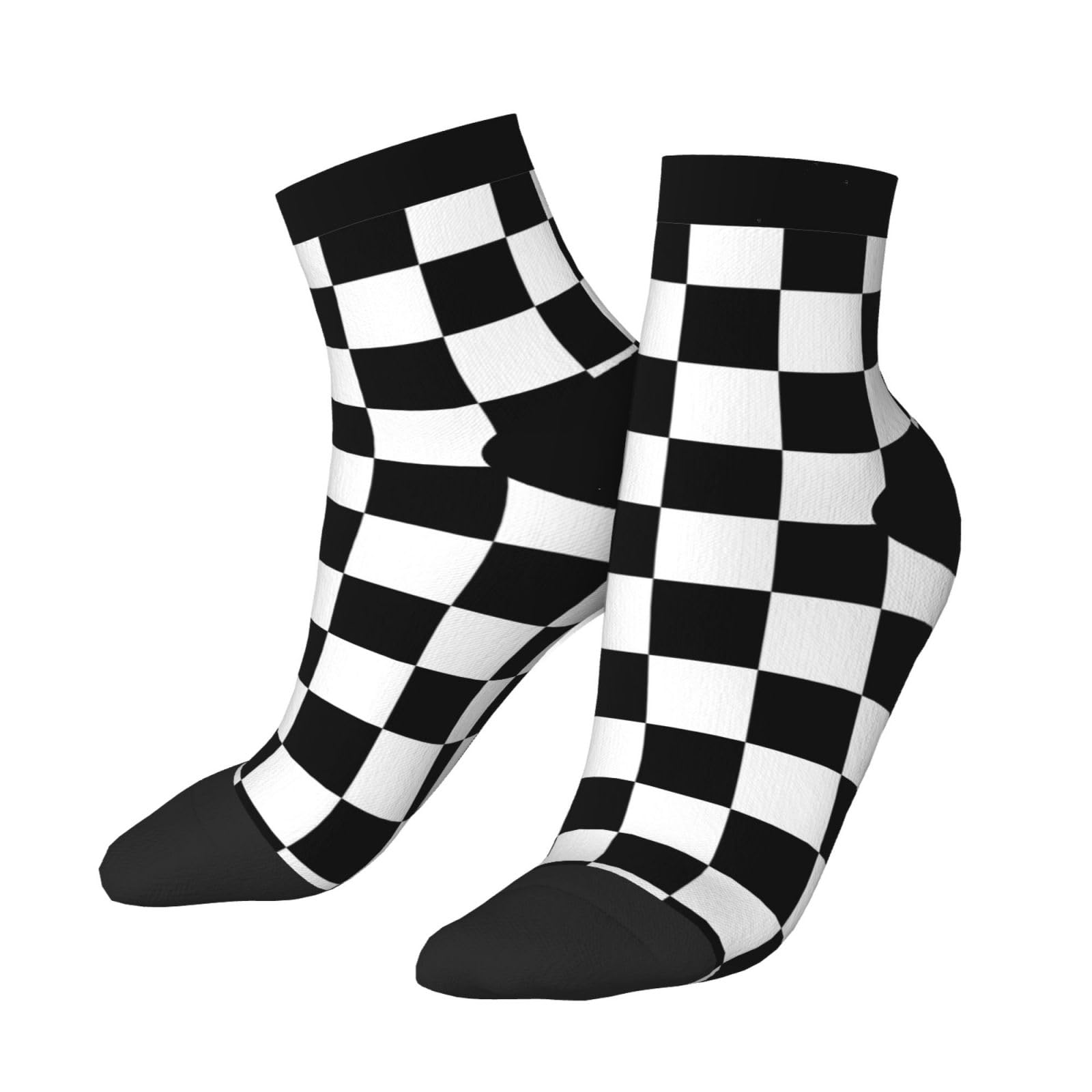 Xsovgoi Checkerboard-Black & White Low Cut Ankle Socks 11 No-Show Socks Moisture-Wicking Socks For Men Women