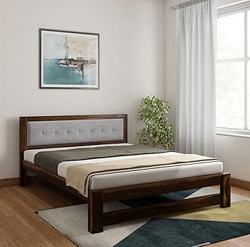 Wood Decor Furniture Solid Sheesham Wood Queen Size Bed Without Storage Queen Bed (Finish Color - Honey, Delivery Condition - DIY(Do-It-Yourself))