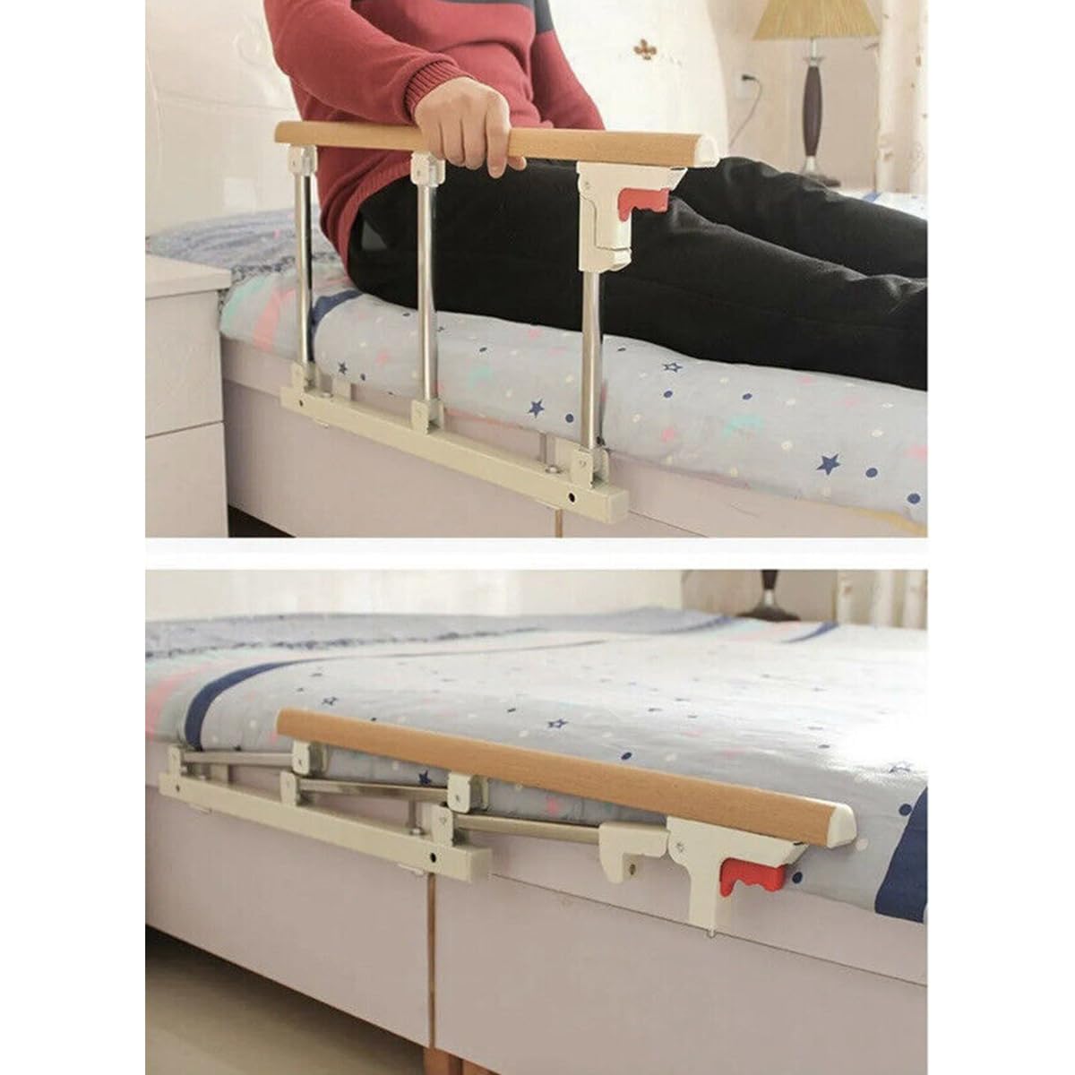 HEYOUTH Sponde Letto Anziani Anticaduta Universali,Portatile Sponde del letto Maniglia di Sicurezza,Sponda Telescopica Ribaltabile a Regolabile,Paracolpi Guardrail,perAnziani o Disabili