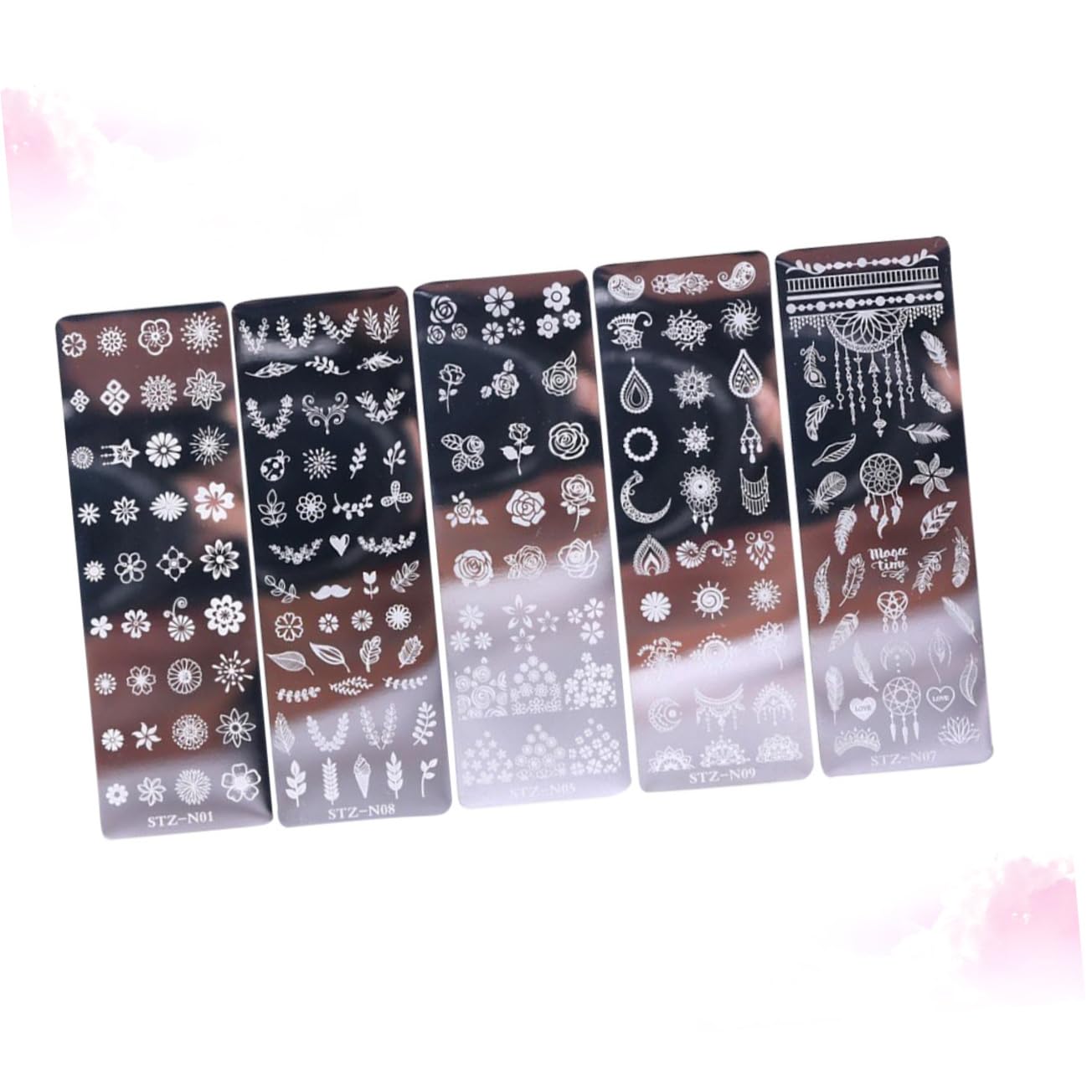 Healeved 3 Set Di Kit Per Nail Art Con 5 Bellissimi Motivi Floreali Piastre Per Nail Art Stencil Per Nail Art Decorazioni Per Unghie Per Saloni Da Donna 5 Pezzi * 3