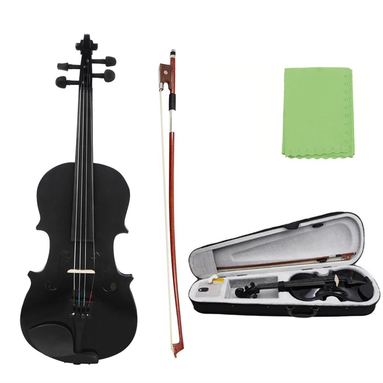 Violino Set Violino acustico nero 1/8 con custodia e arco Accessori per violino per principianti